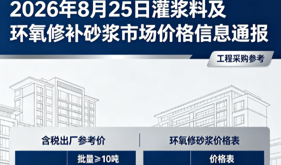 彬村山华侨农场2026年8月25日灌浆料及环氧修补砂浆市场价格信息通报